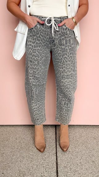 VERVET LEOPARD BARREL JEANS