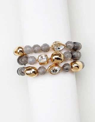 WHAT'S HOT JEWELRY GREY STONE BRACELET